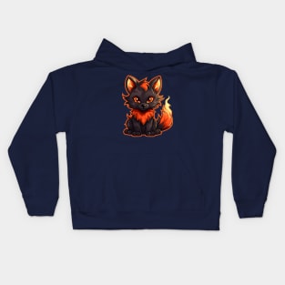 Baby black fire fox with flaming tail Kids Hoodie